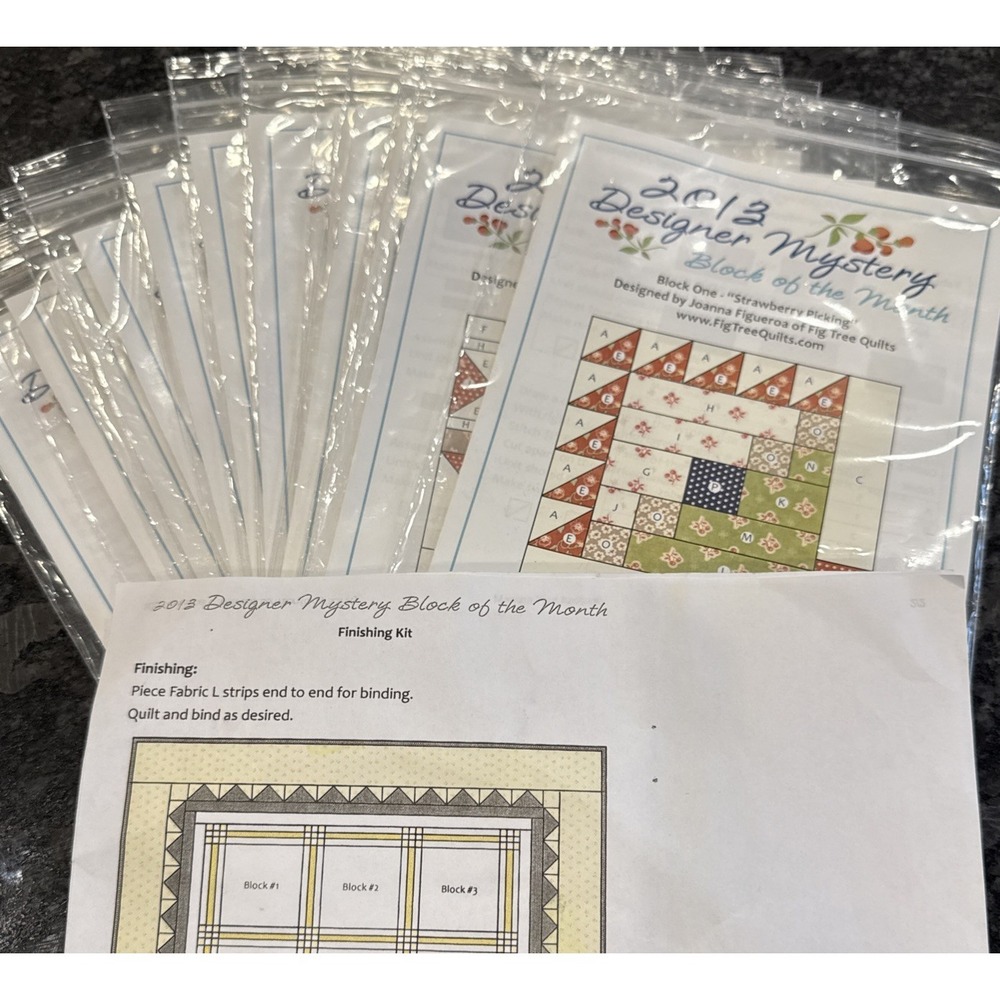 Fat Quarter Shop 2013 Designer Mystery Block of the Month-Lot of 12-Pattern Only